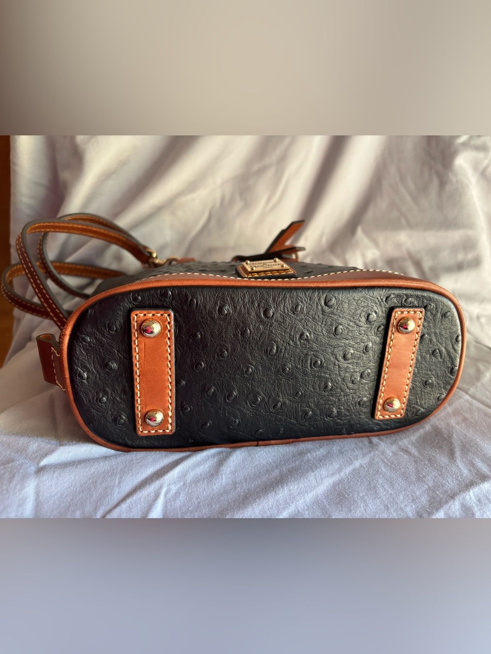 Dooney & Bourke Ostrich Bitsy Bag Satchel-black - Picture 6 of 13